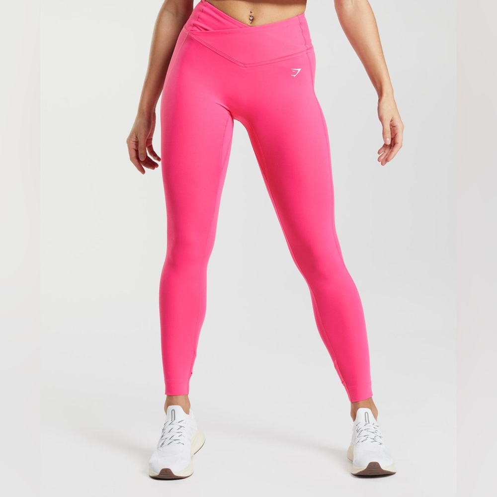 Gymshark Pink Crossover Waist Leggings High Rise Sculpt Activewear SIZE S